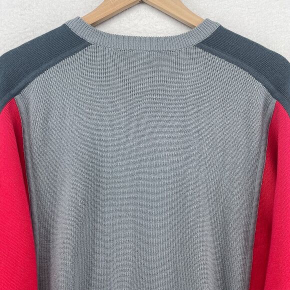 Vtg 80s PROFILE Sweater Mens L Ski Wool Colorblock Jumper Crewneck Blue HK - Picture 4 of 11
